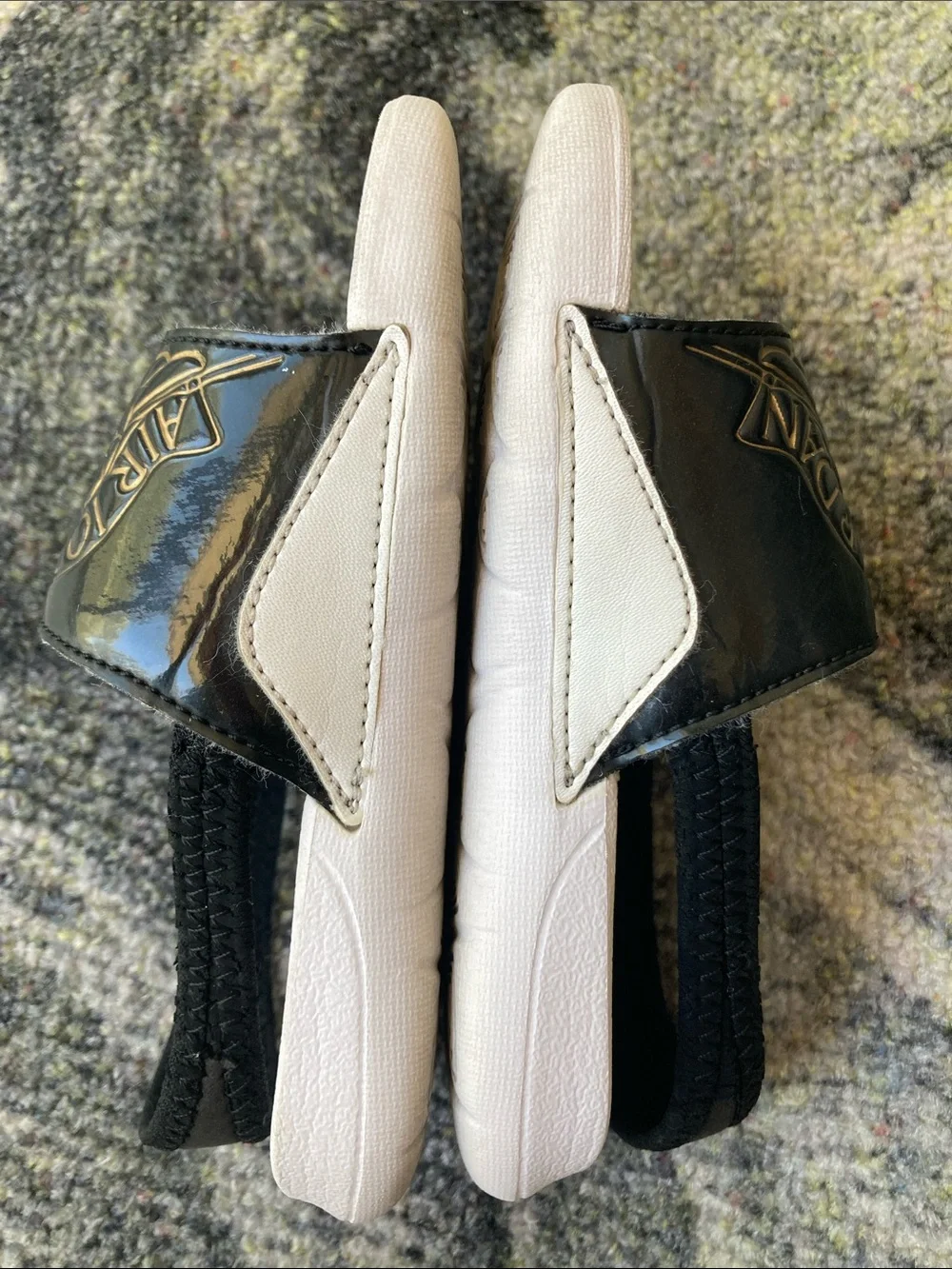 Air Jordan Hydro 7 'Black Metallic Gold Slide Slingback Sandals Size 8C Velcro